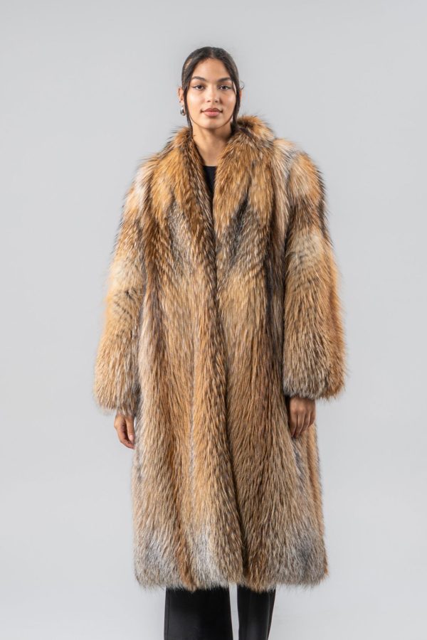 Gold Cross Fox Fur Coat
