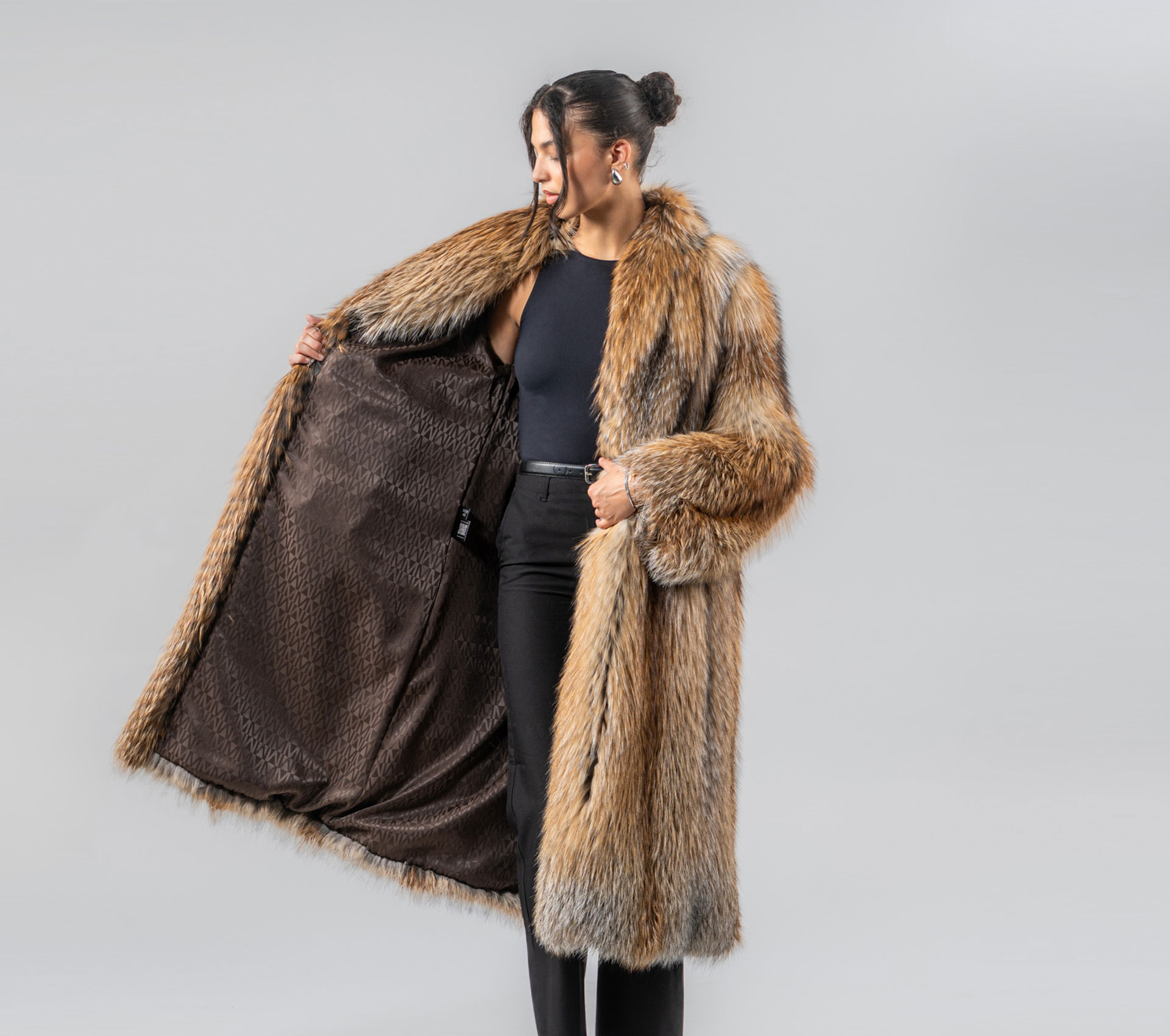 Gold Cross Fox Fur Coat - 100% Real Fur Coats - Haute Acorn