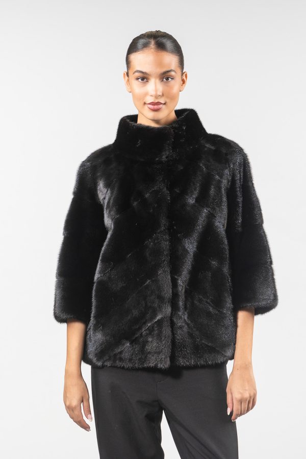 Black Layered Mink Jacket .