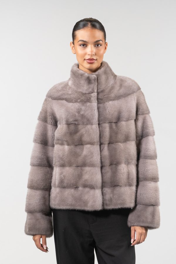 Layered Grey Beige Mink Jacket