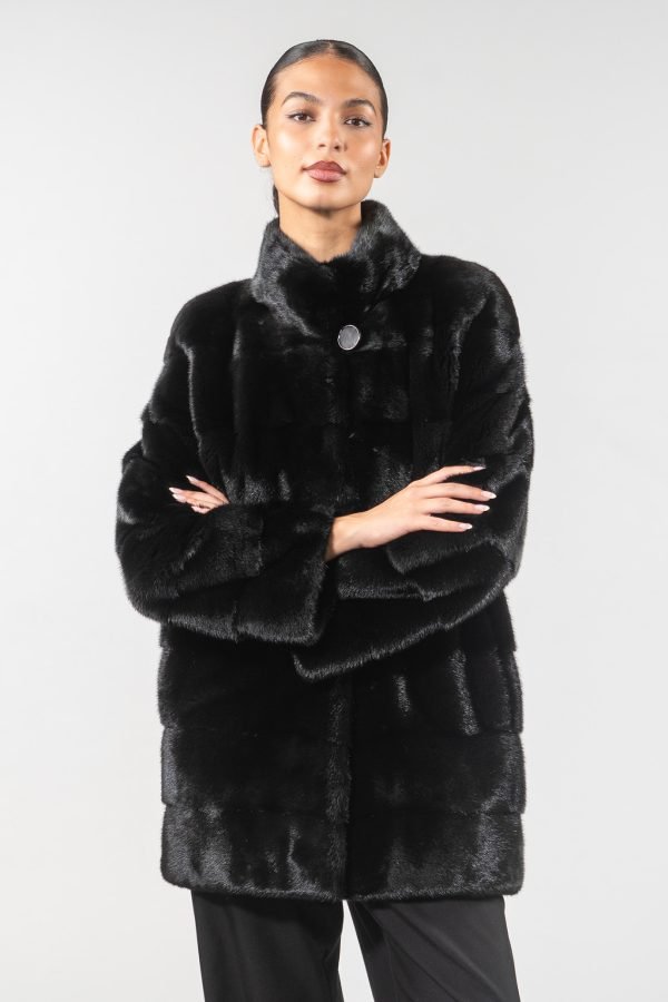Mink Black Velvet Horizontal Jacket