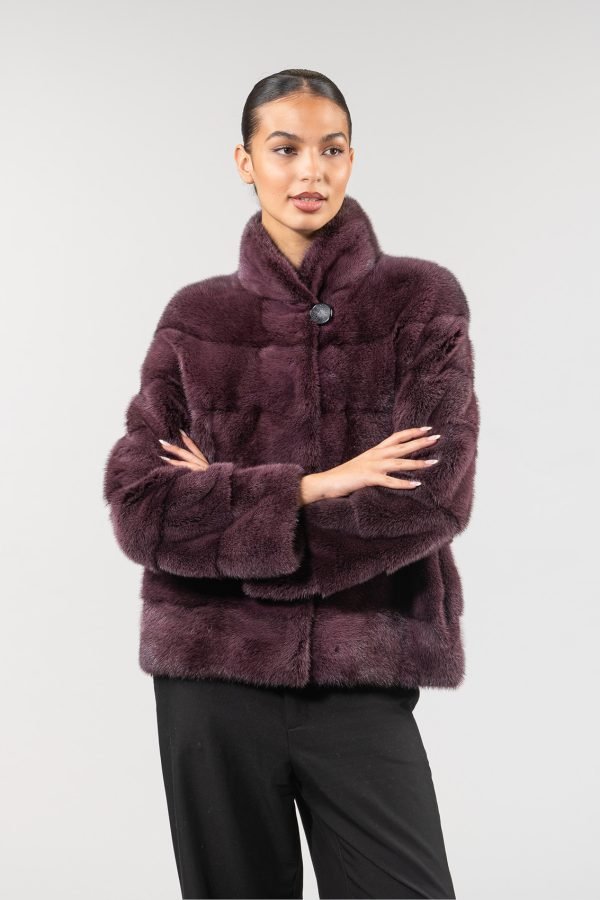 Berry Cross Mink Fur Jacket