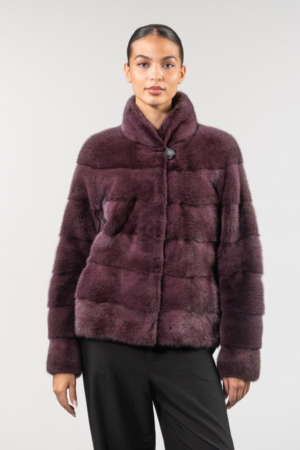 Berry Cross Mink Fur Jacket