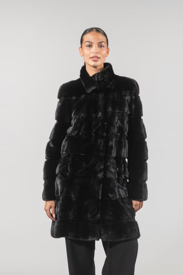 Black Velvet Mink Fur Longline Coat