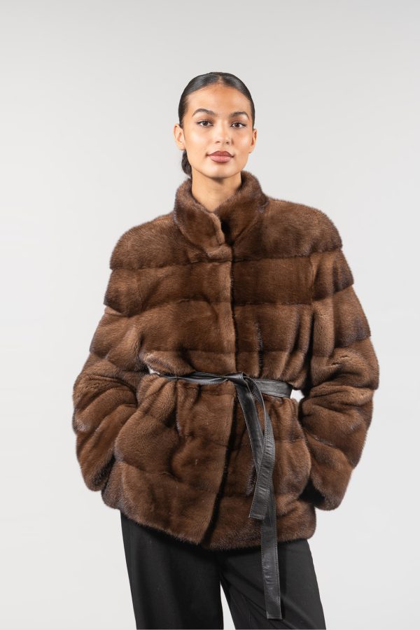Brown Belted Mink Fur Jacket Brown Belted Mink Fur Jacket