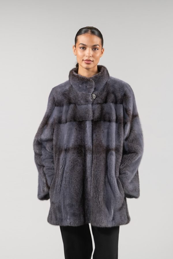 Silver Cross Mink Fur Jacket with Stand-up Collar Silver Cross Mink Fur Jacket with Stand-up Collar