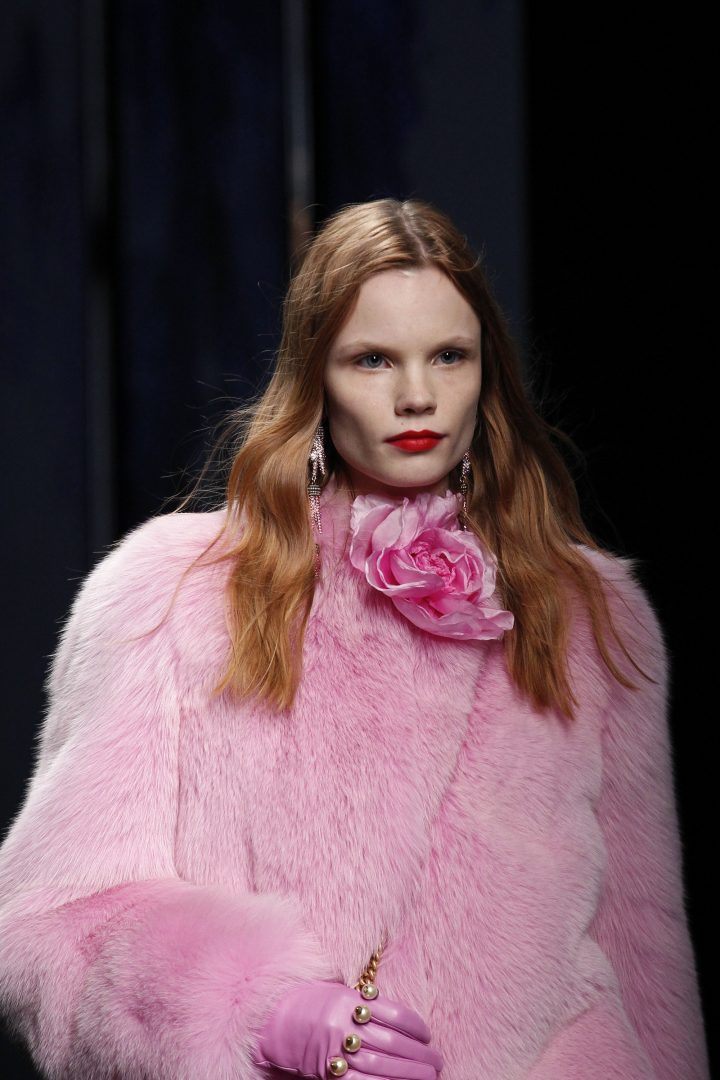 gucci pink fur coat