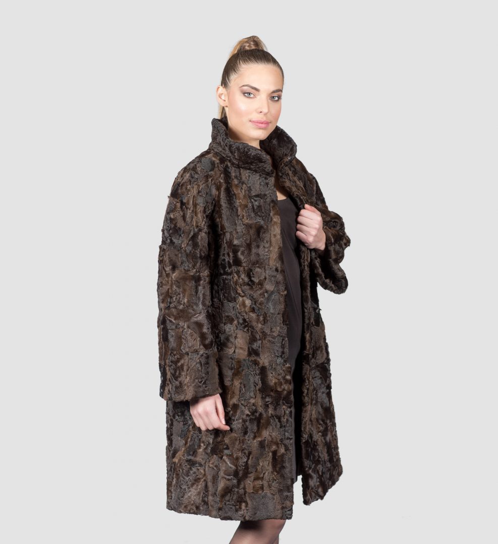 Brown Astrakhan Fur Jacket. 100% Real Fur Coats and Accessories.