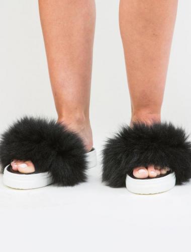 Real Fur Slides | Haute Acorn - Made Of 100% Real Fur