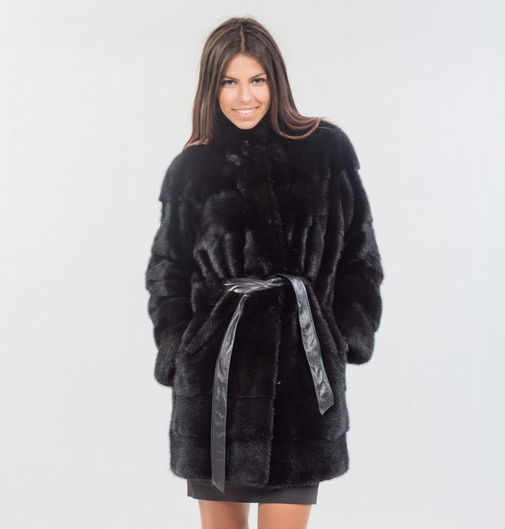Verrassend Black Mink Fur Jacket - 100% Real Fur Coats - Haute Acorn CT-12