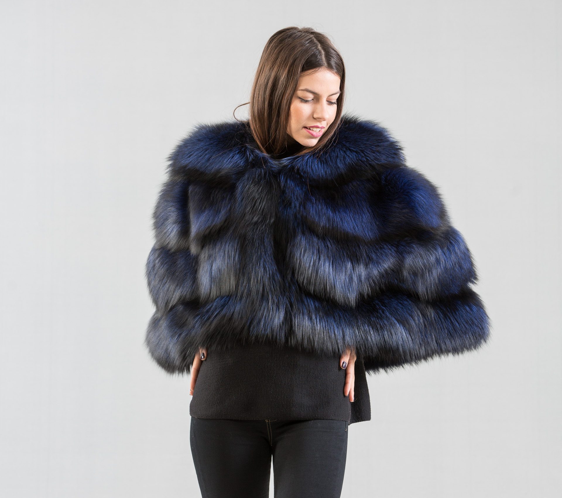 Dark Blue Fox Fur Etol - Haute Acorn