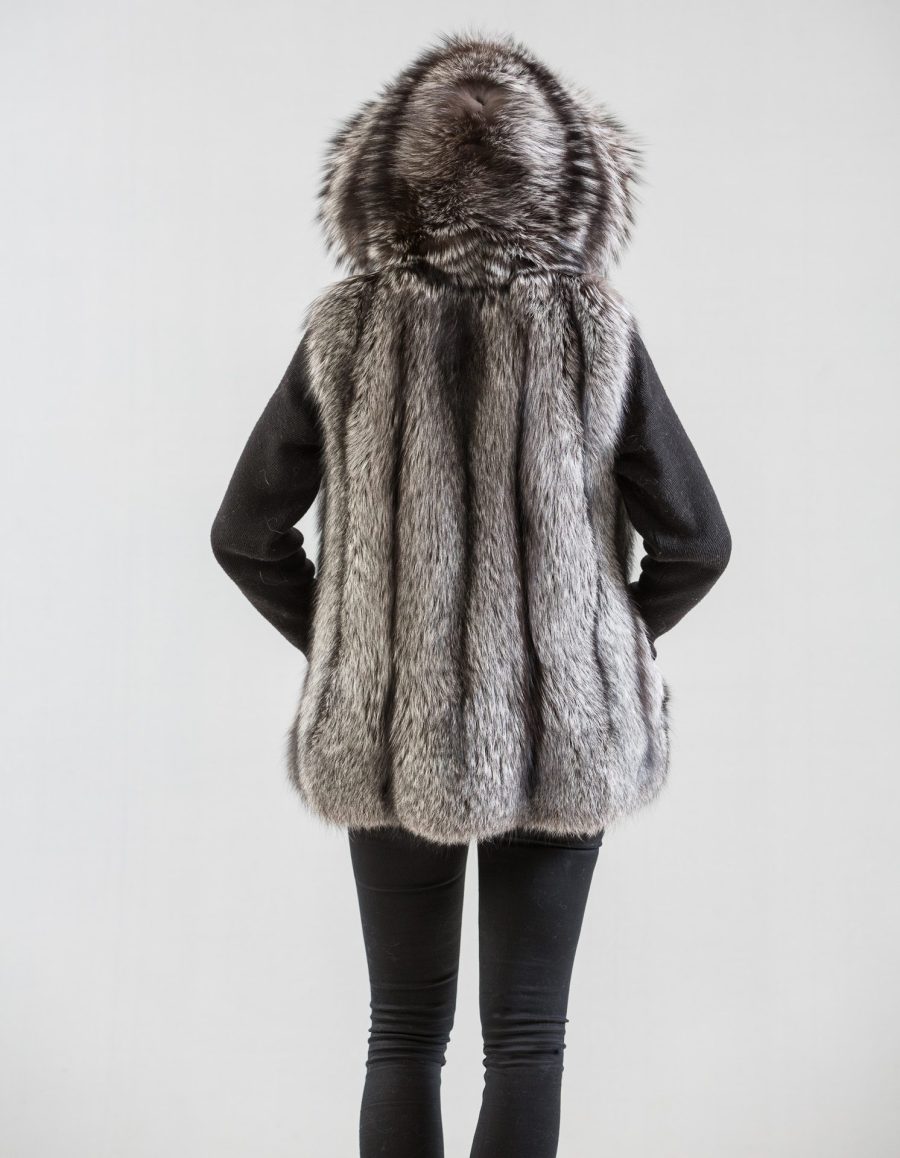 Fox Fur Vest With Hood - Haute Acorn