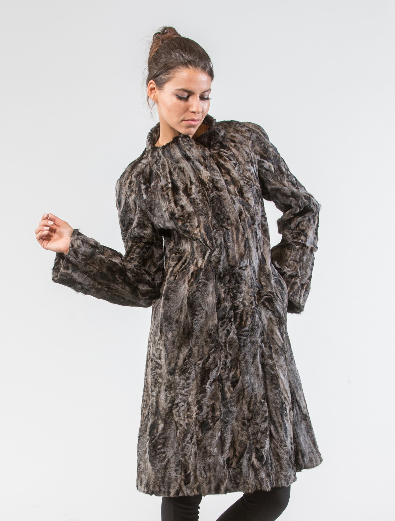 Azure Astrakhan Long Fur Jacket .100% Real Fur Coats and Accessories.