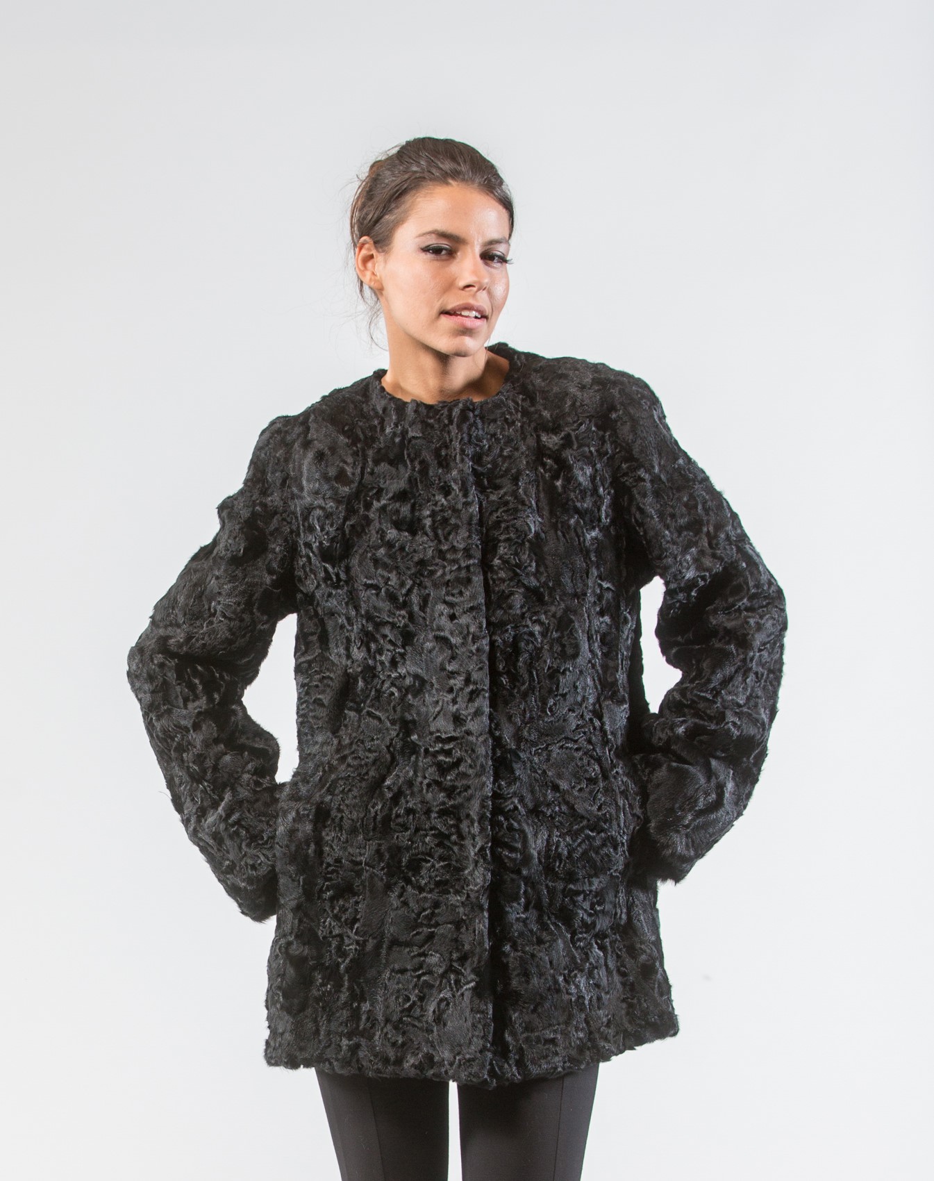 Black Astrakhan Fur % Real Fur Coats and Accessories.