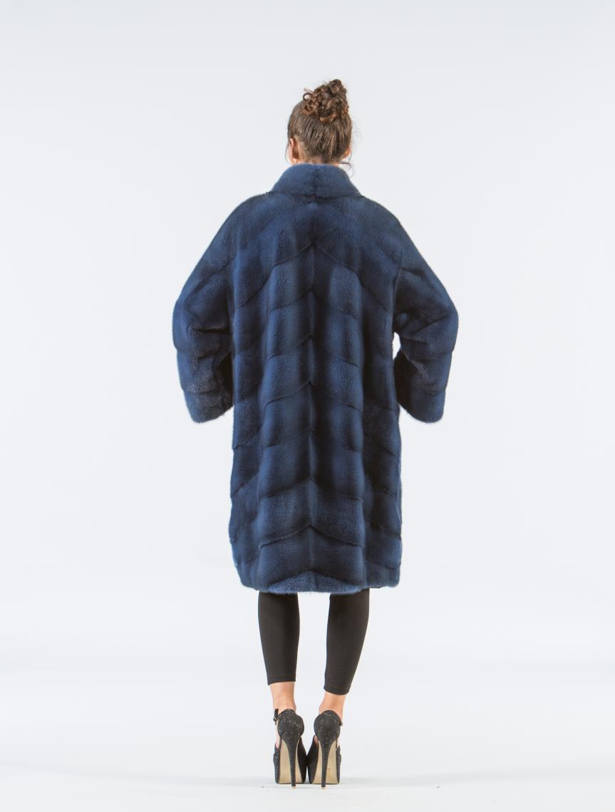 Sky Blue Mink Fur Coat - 100% Real Fur Coats - Haute Acorn