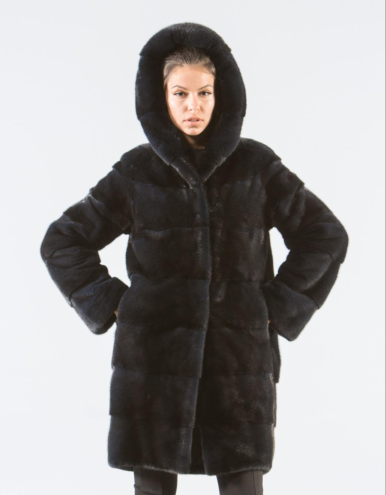 Blue Black Mink Fur Jacket - 100% Real Fur Coats - Haute Acorn