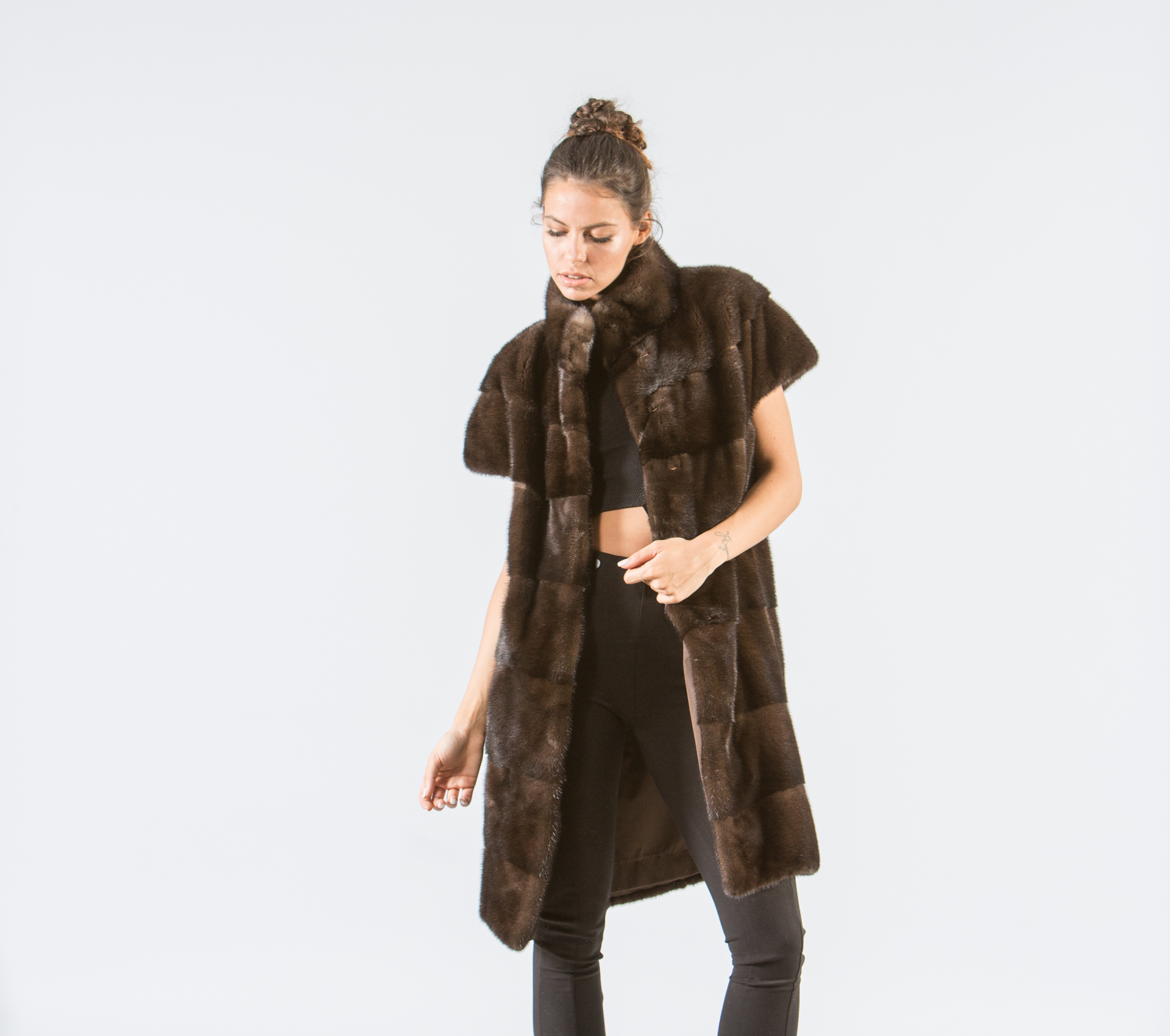 brown fur vest