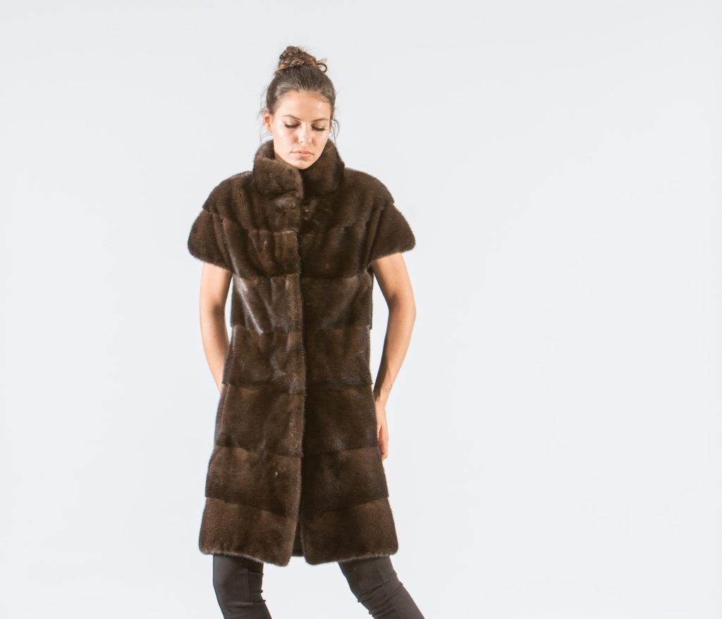 Brown Mink Long Fur Vest I 100% Real Mink Fur Vest I Haute Acorn