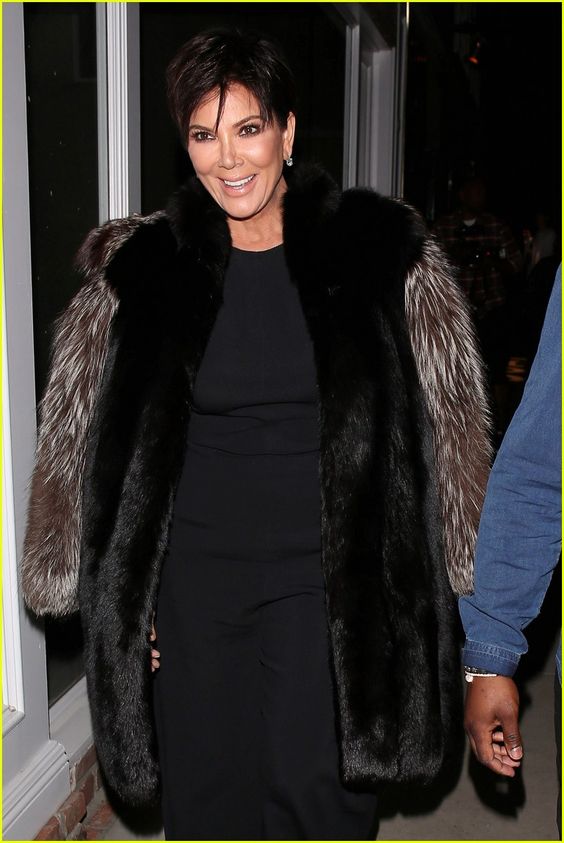 kriss jenner with her fox fur jacket