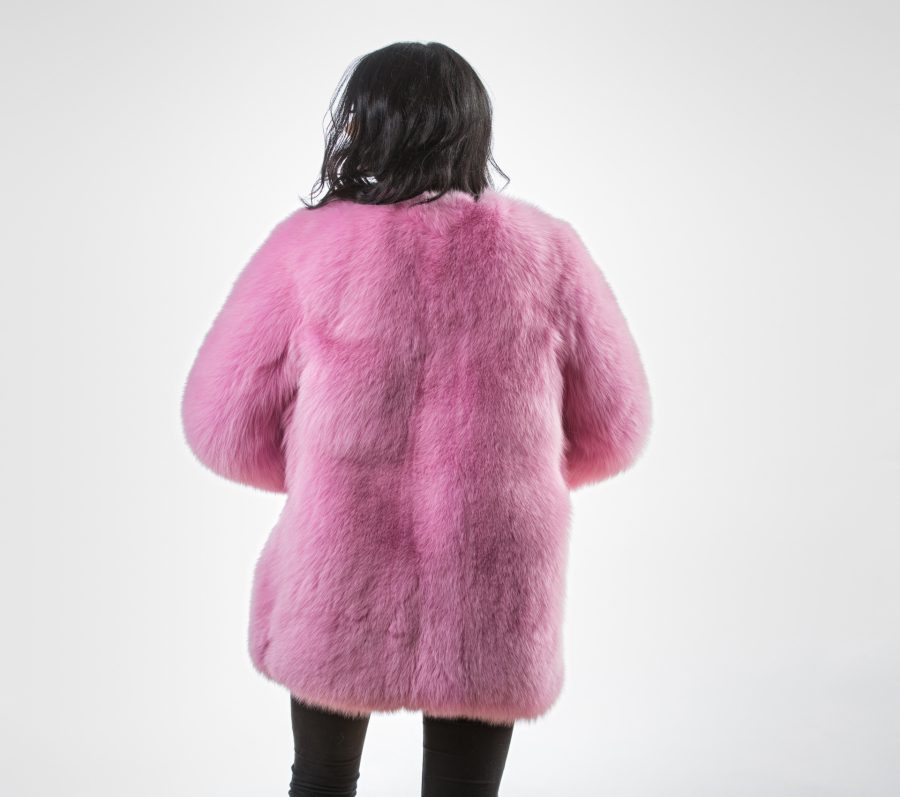 Pink Fluffy Fox Fur Jacket - Made of 100% Real Fur - Haute Acorn