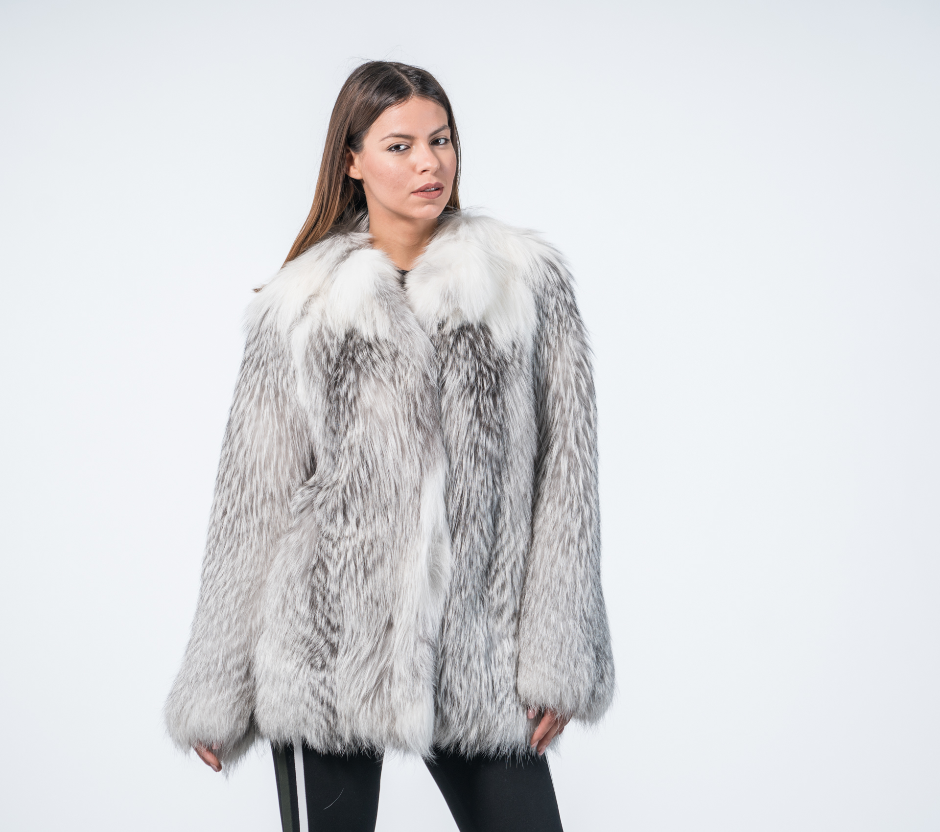 Marble Fox Fur Coat Womens - 100% Real Fur - Haute Acorn