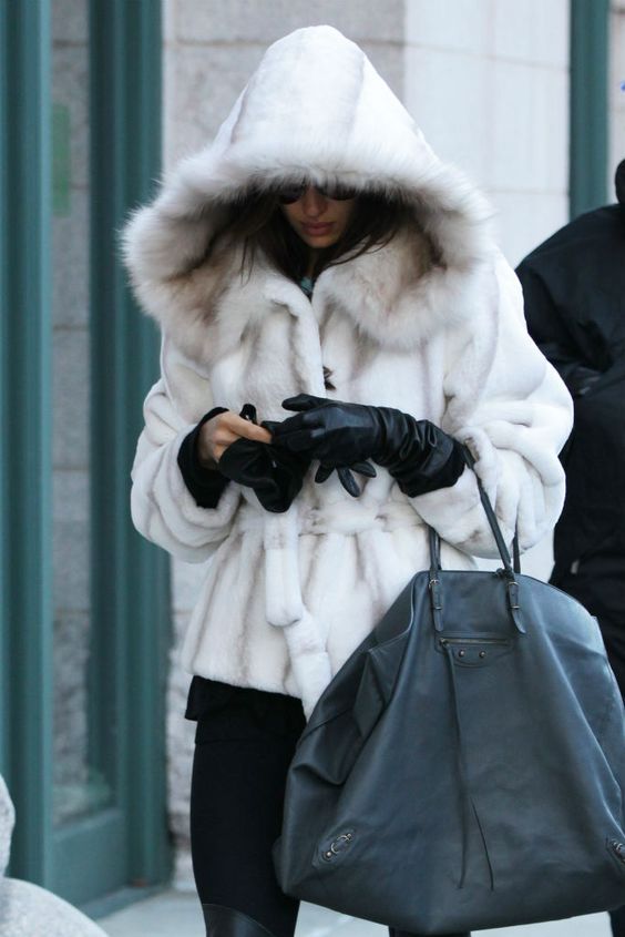 white mink jacket with hood