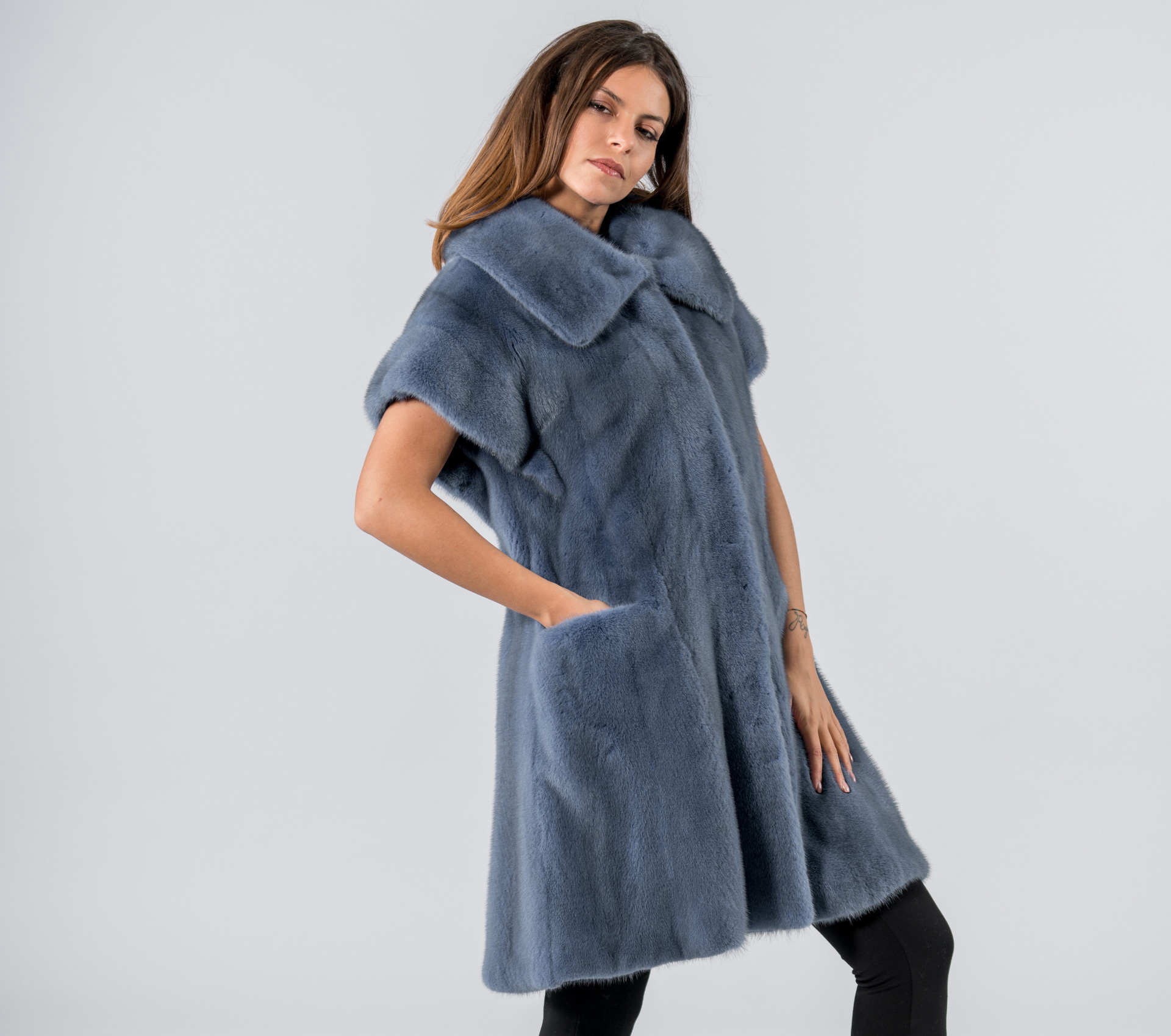 Sky Blue Mink Fur Vest - 100% Real Fur - Haute Acorn