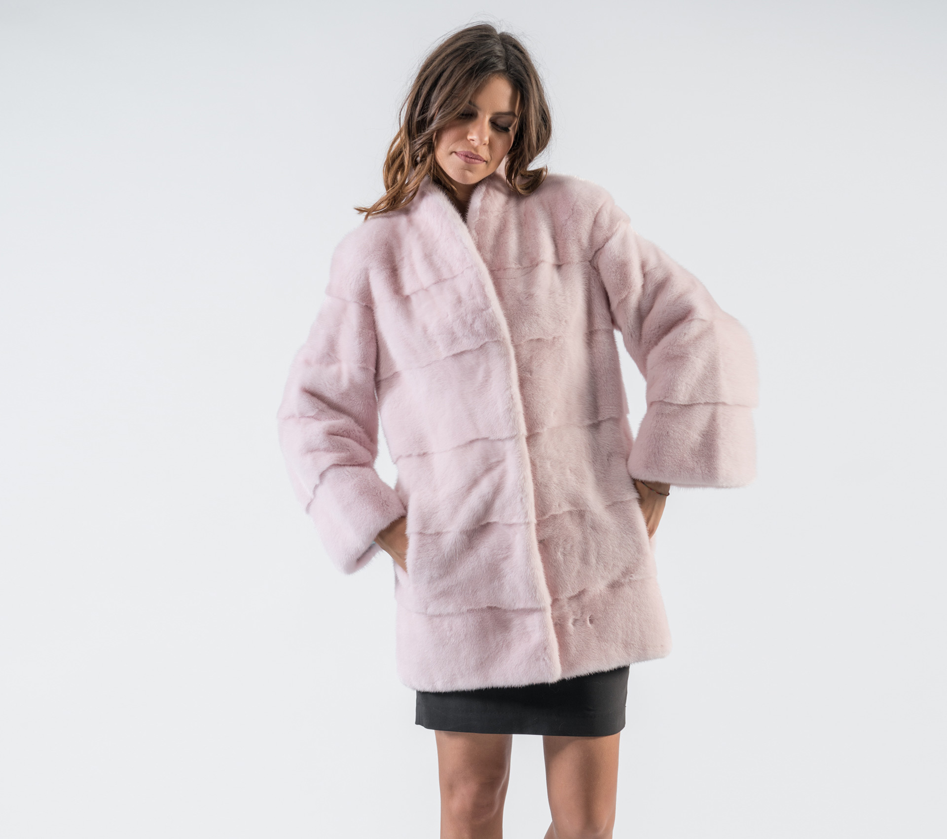 pink mink coat.