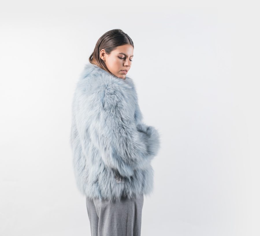 Light Blue Fox Fur Jacket - 100% Real Fur - Haute Acorn