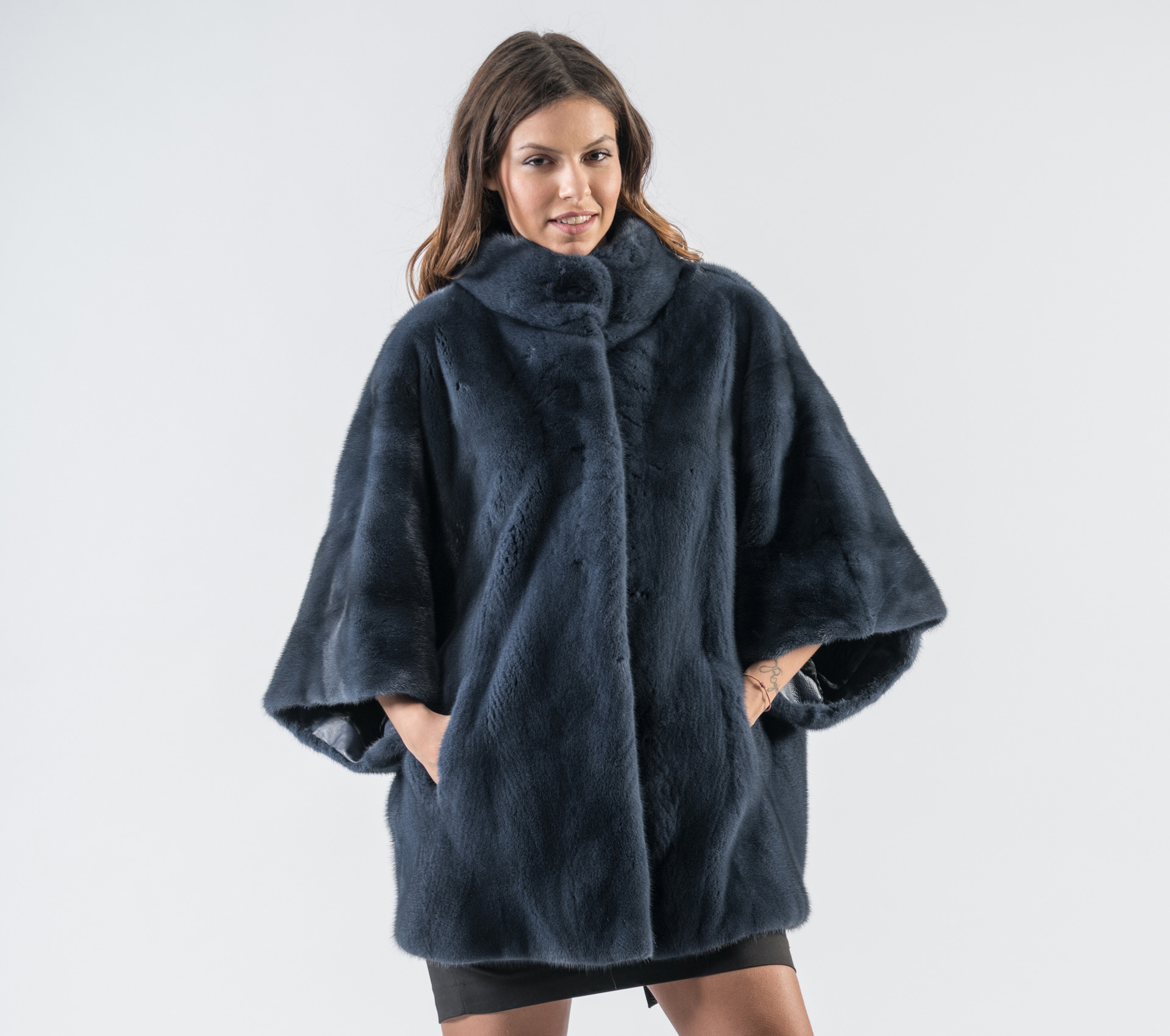 Royal Blue Mink Fur Jacket - 100% Real Fur Coats - Haute Acorn