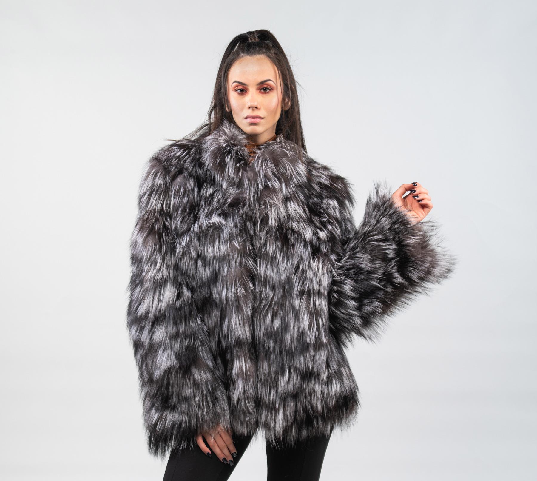 Silver Fox Fur Jacket -100% Real Fur - Haute Acorn