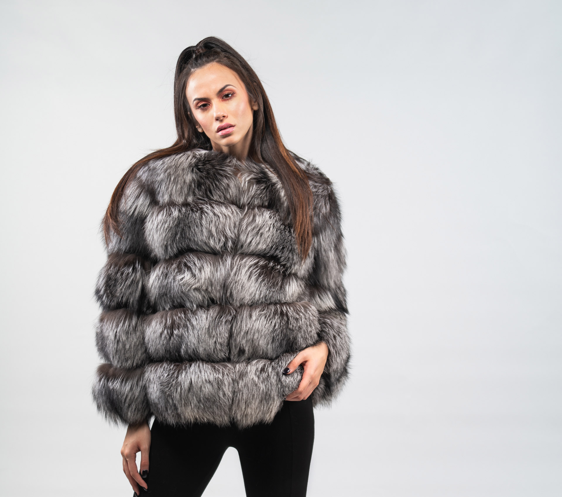 Silver Fox Short Fur Jacket -100% Real Fur - Haute Acorn