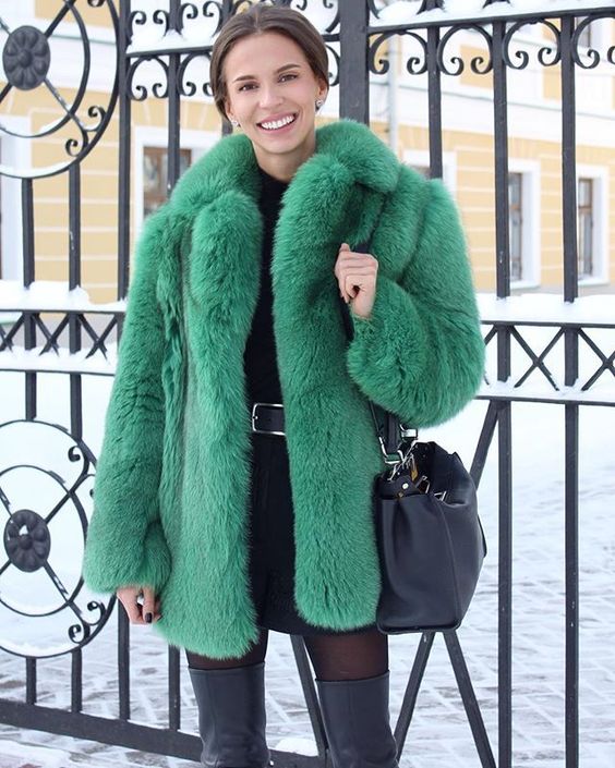 green fox fur coat