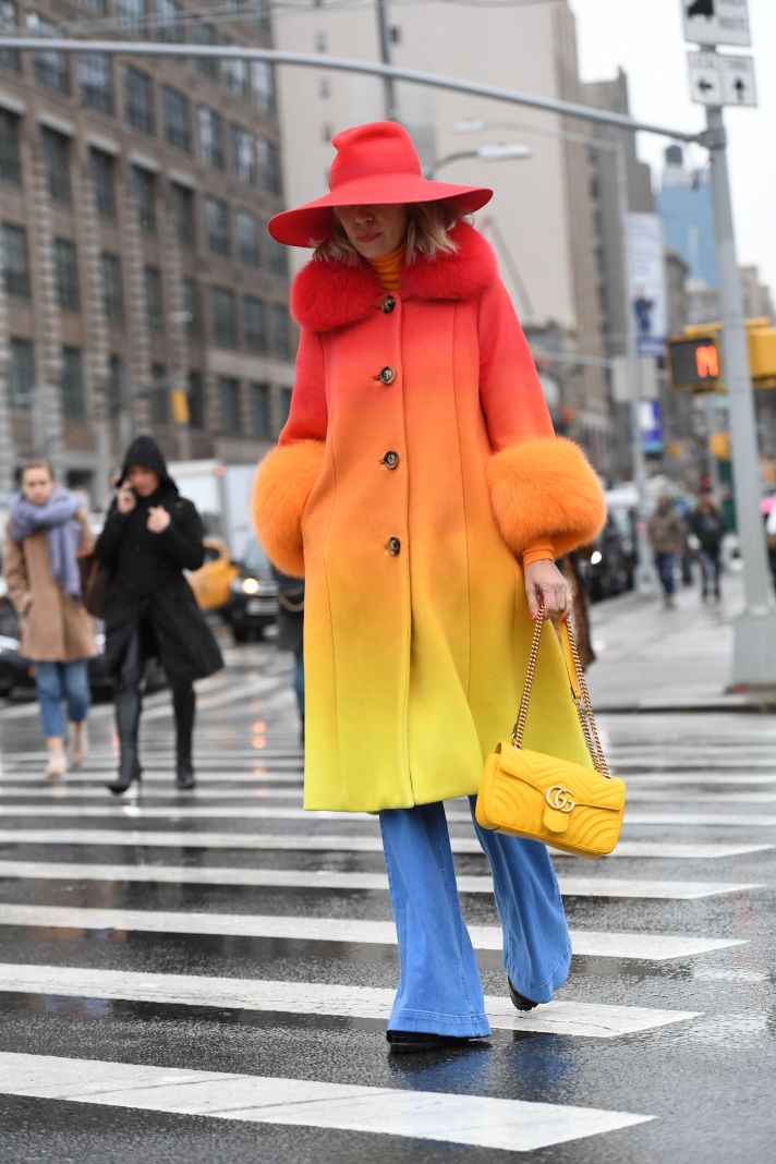 Obre coat with fox fur cuffs and collar, NYFW 2019