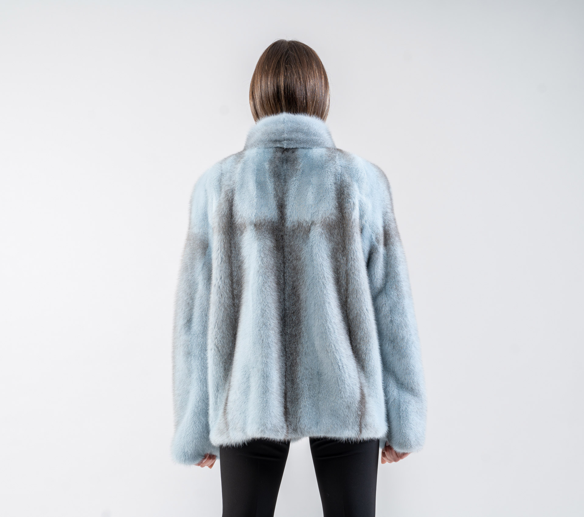 Sky Blue Mink Fur Jacket - 100% Real Fur - Haute Acorn
