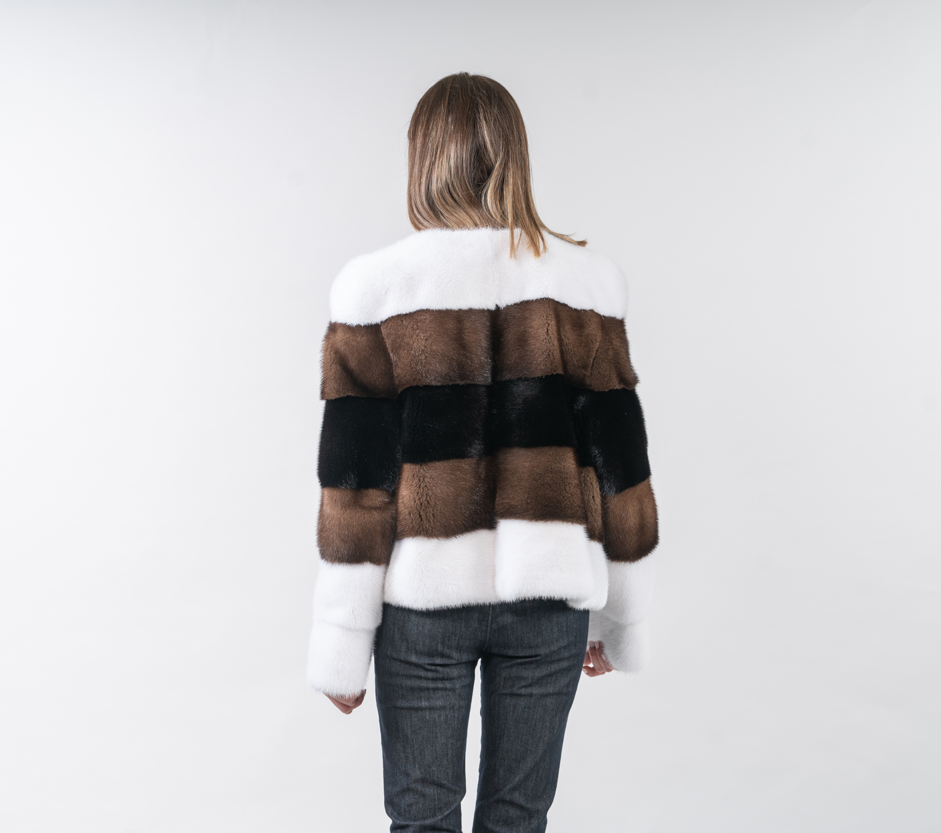 Mixed Color Mink Fur Jacket - 100% Real Fur - Haute Acorn