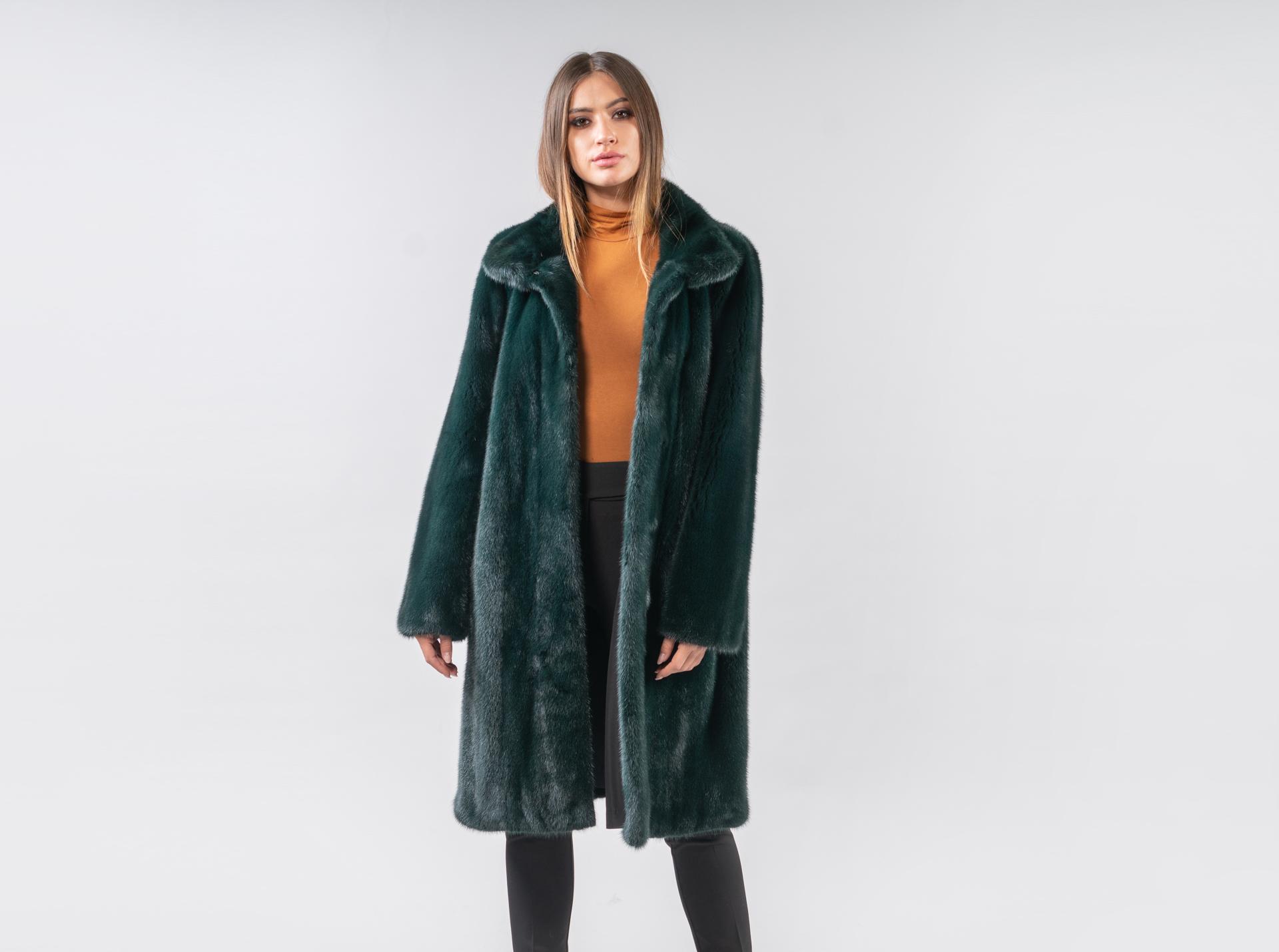 Cypress Green Mink Fur Jacket- 100% Real Fur - Haute Acorn