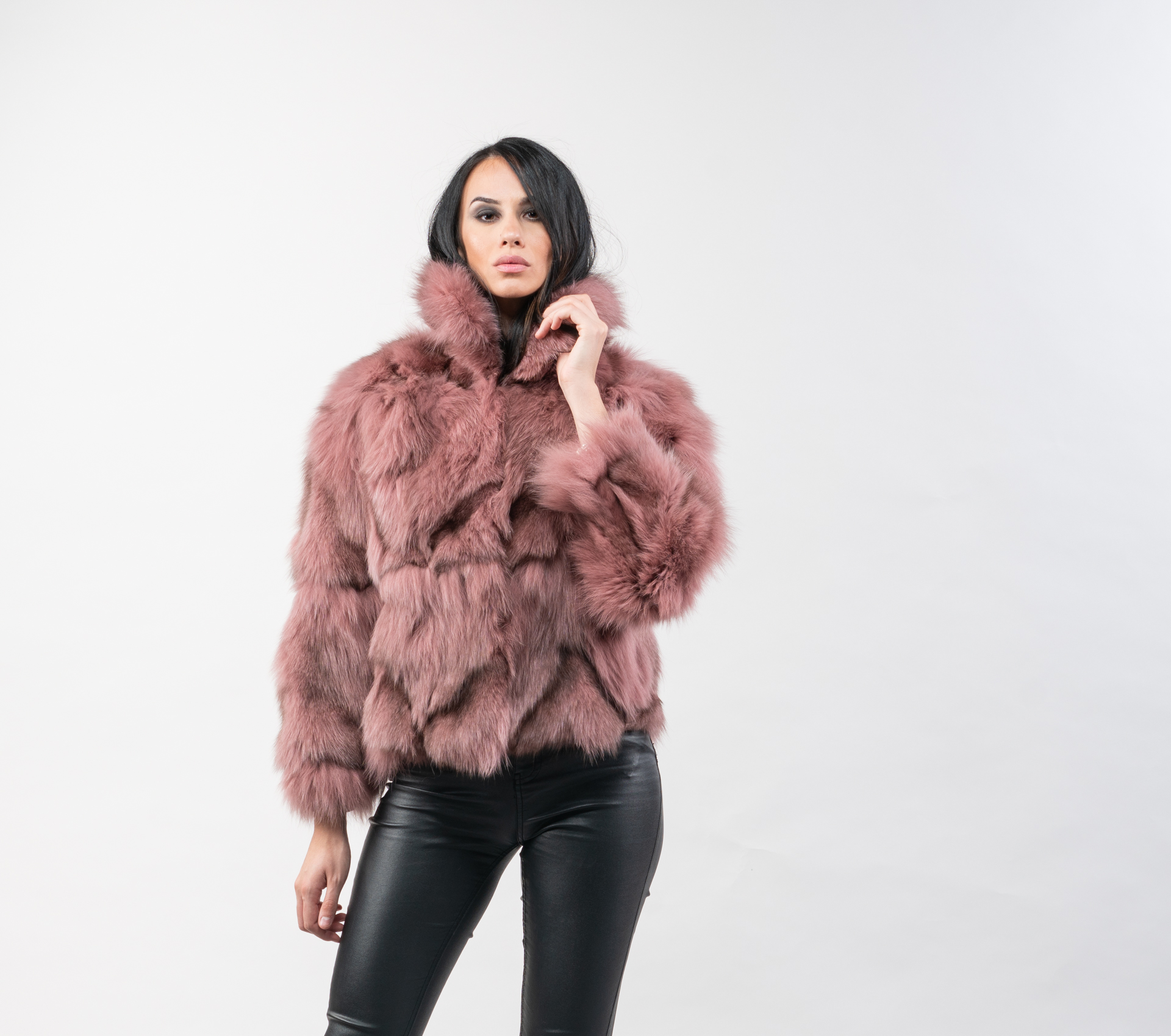 pink short fur jacket