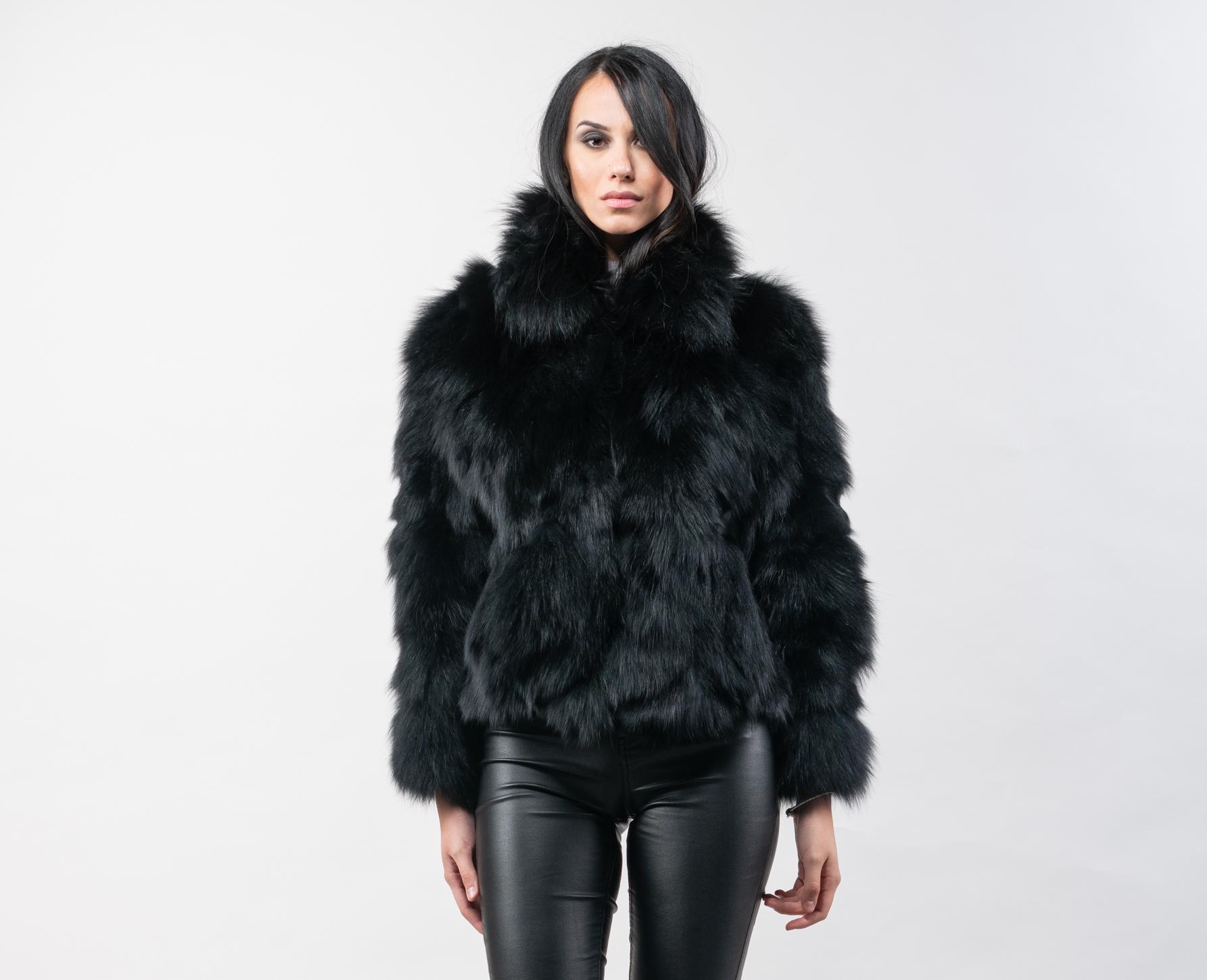 short fur black jacket