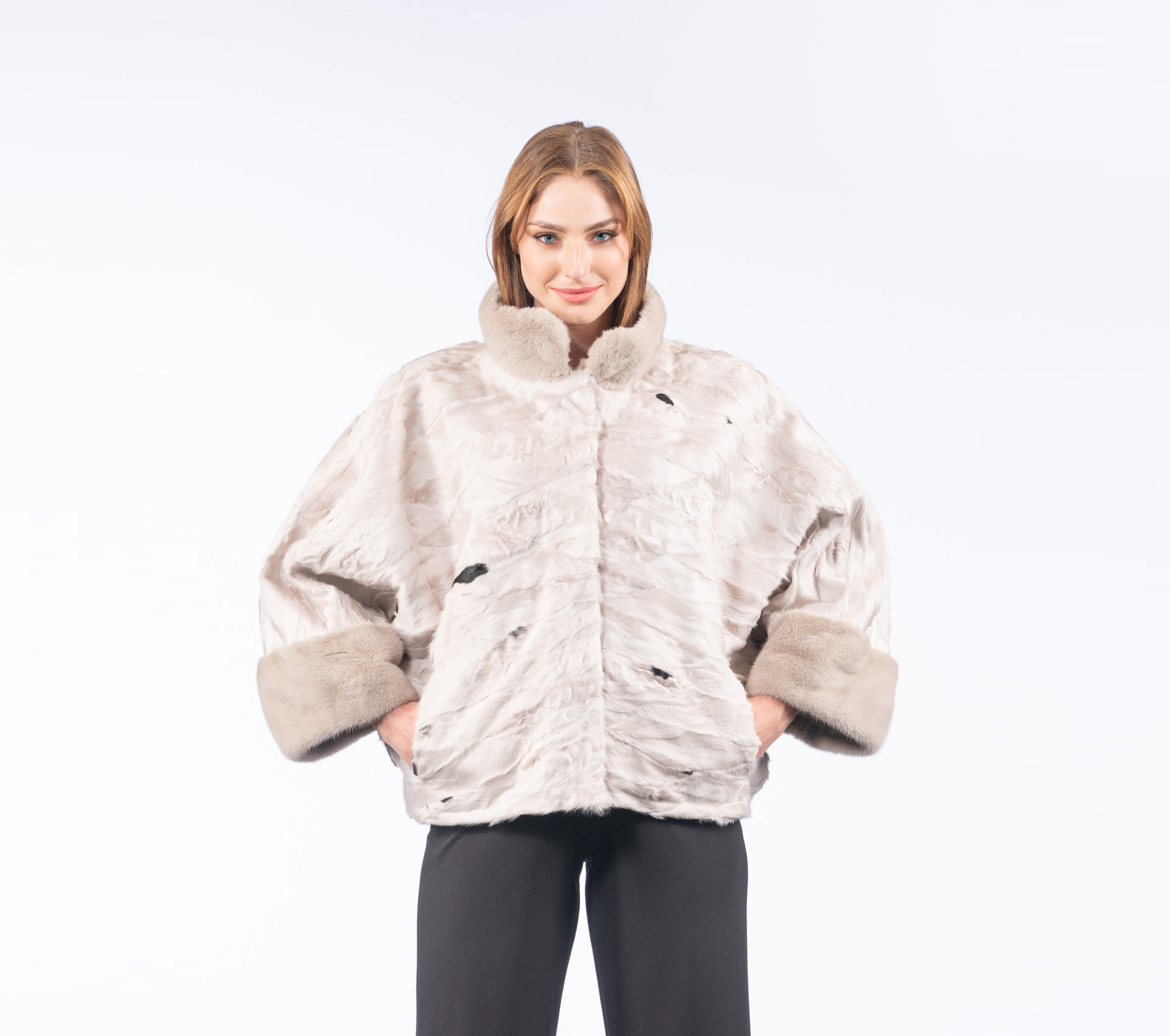 Sugar Astrakhan Fur Cape - 100% Real Fur Coats - Haute Acorn