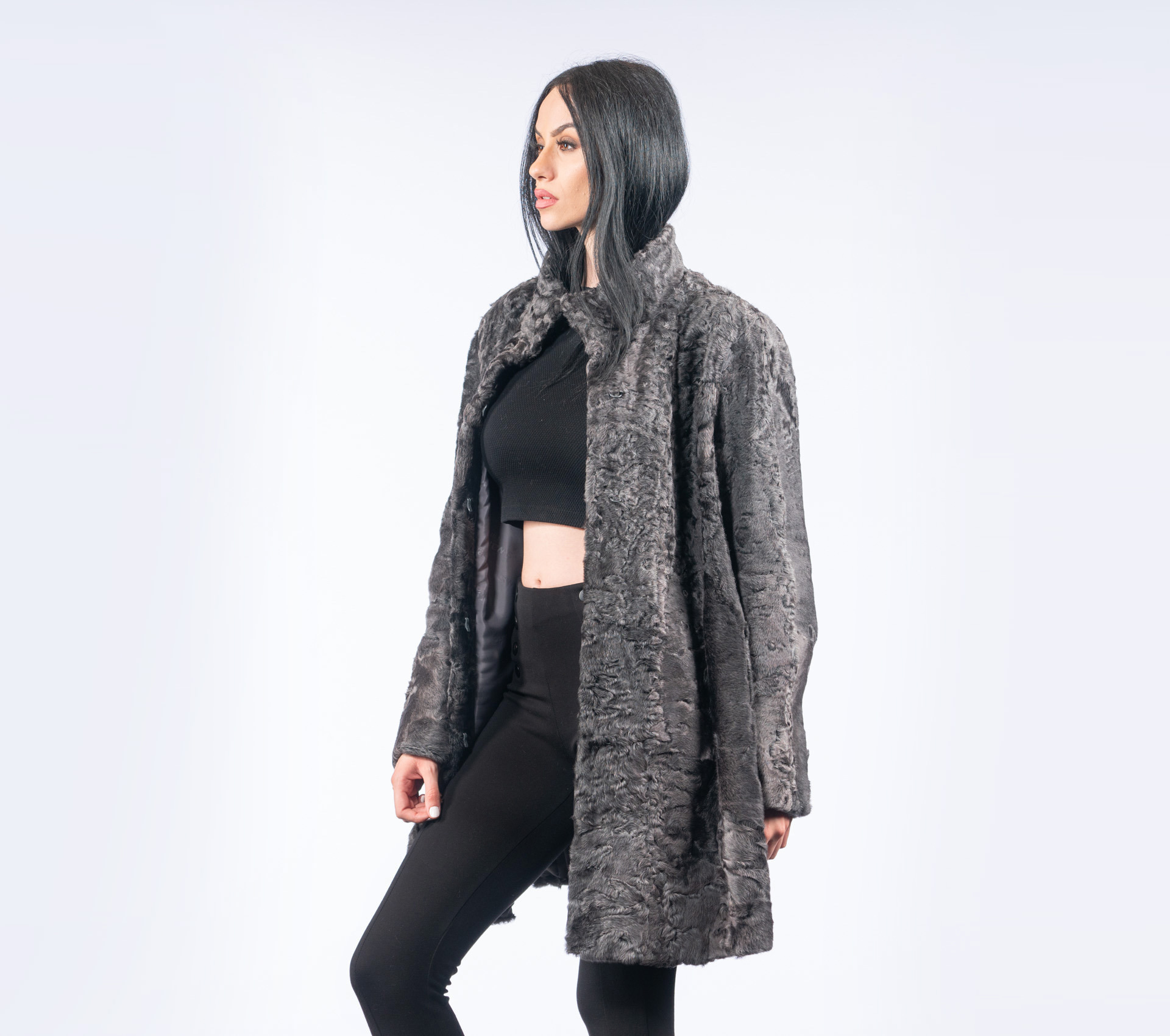 Grey Astrakhan Fur Jacket