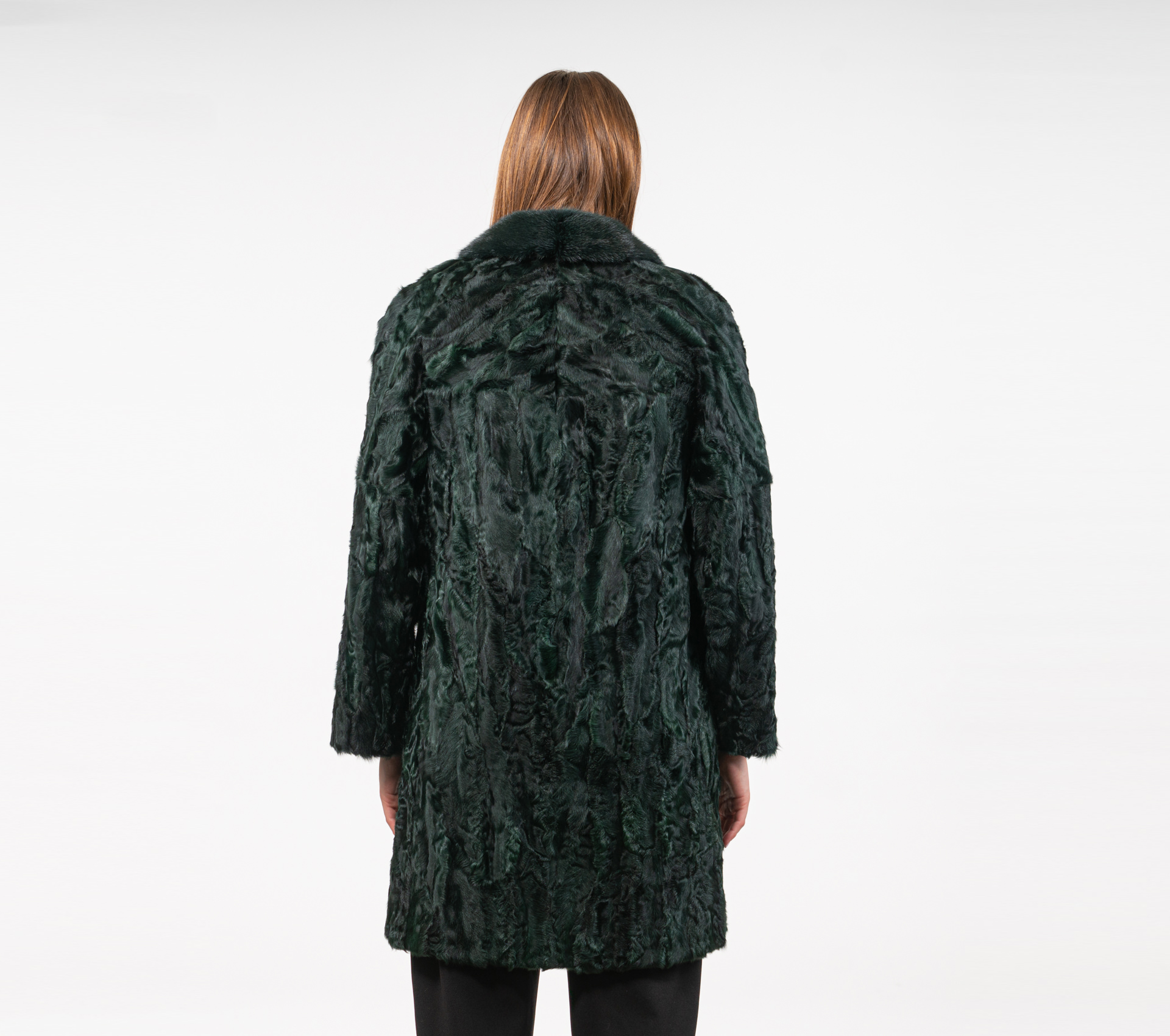 Cypress Green Astrakhan Fur Jacket - 100% Real Fur Coats - Haute Acorn