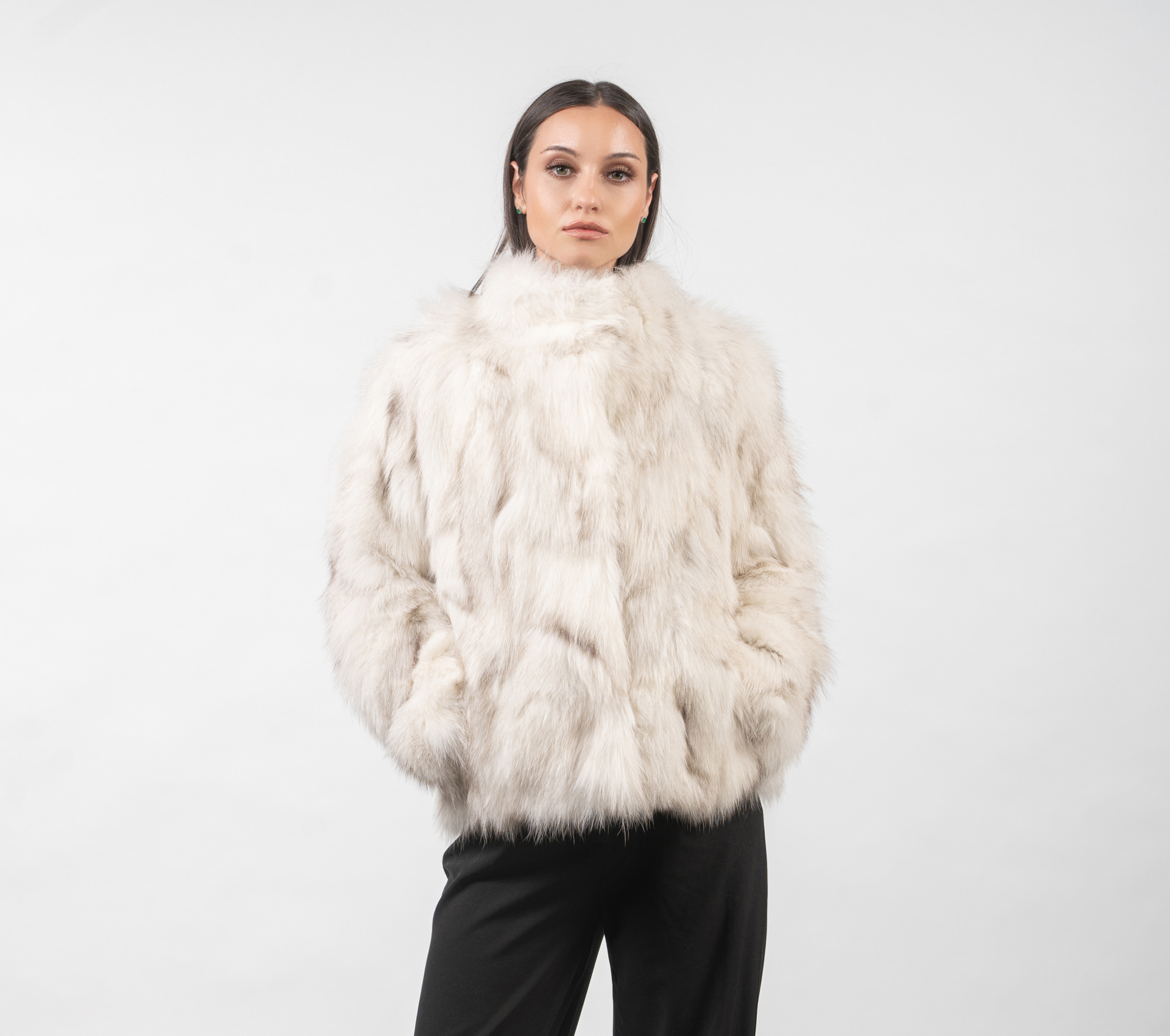 Fox Fur Jacket With Short Collar - Made of Real Fox Fur-Haute Acorn