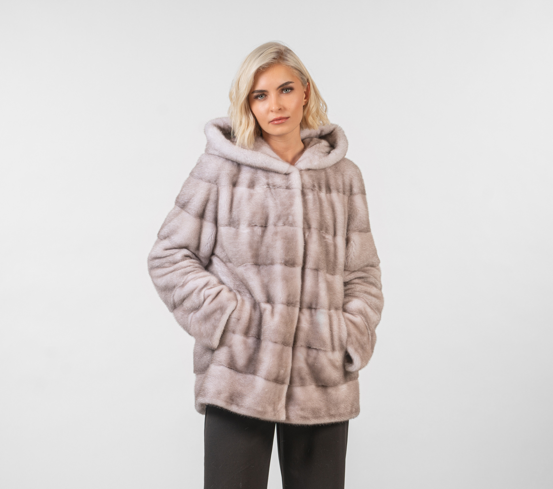 Hooded Ice Mink Fur Jacket - 100% Real Fur - Haute Acorn