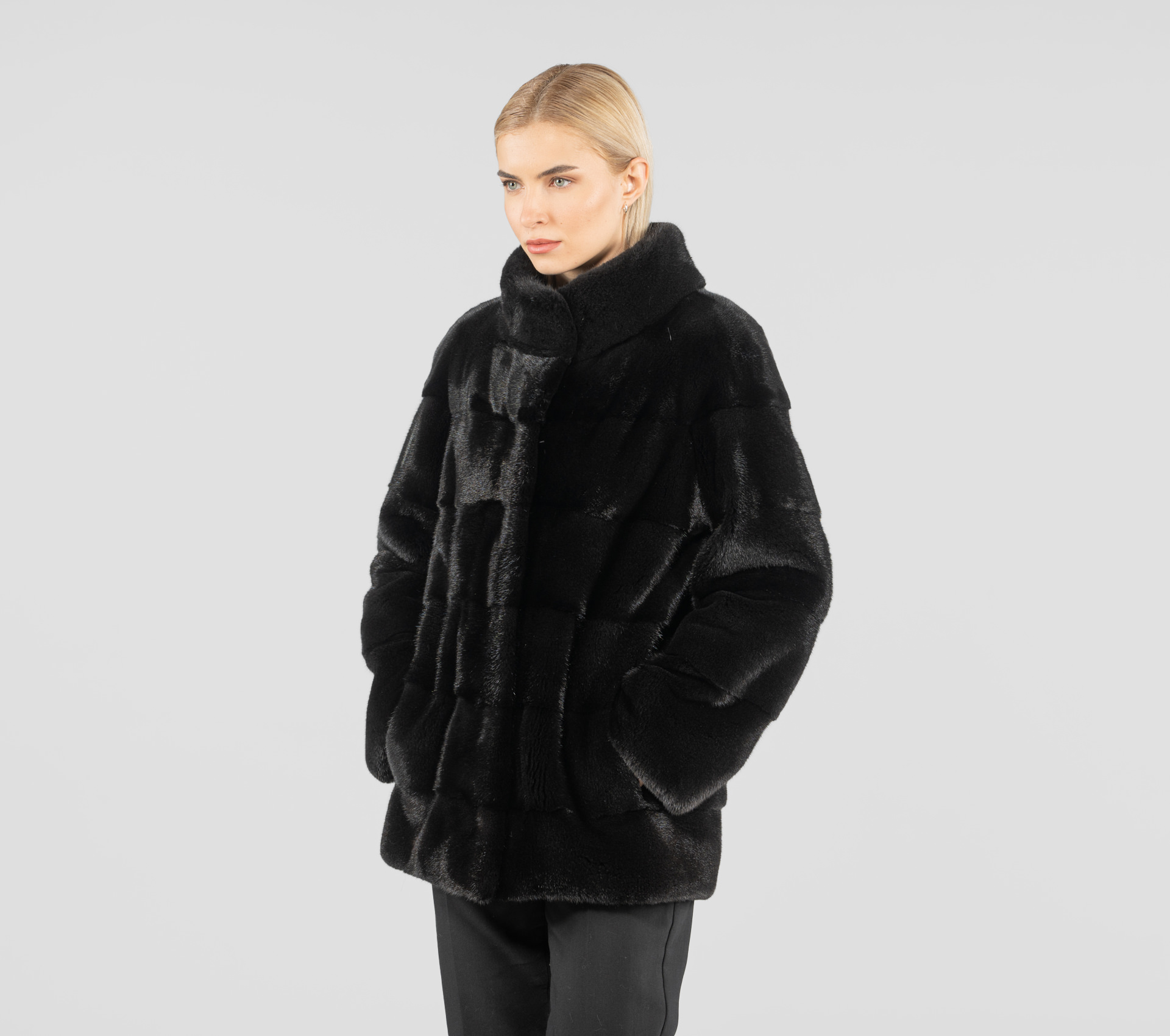 Mink Fur Jacket In Black Color- 100% Real Fur - Haute Acorn