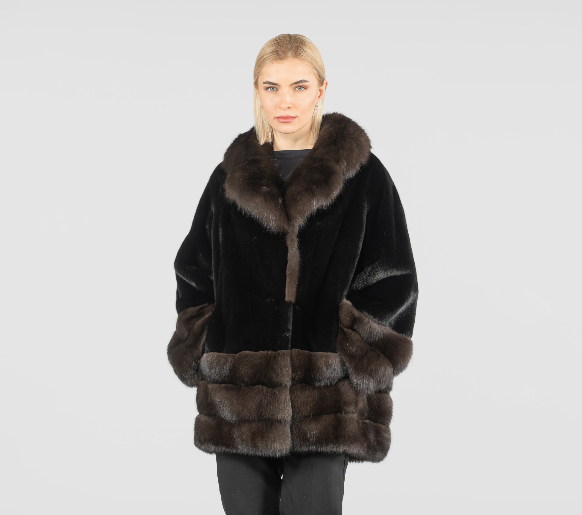 Mink Fur Jacket With Sable Details - 100% Real Fur