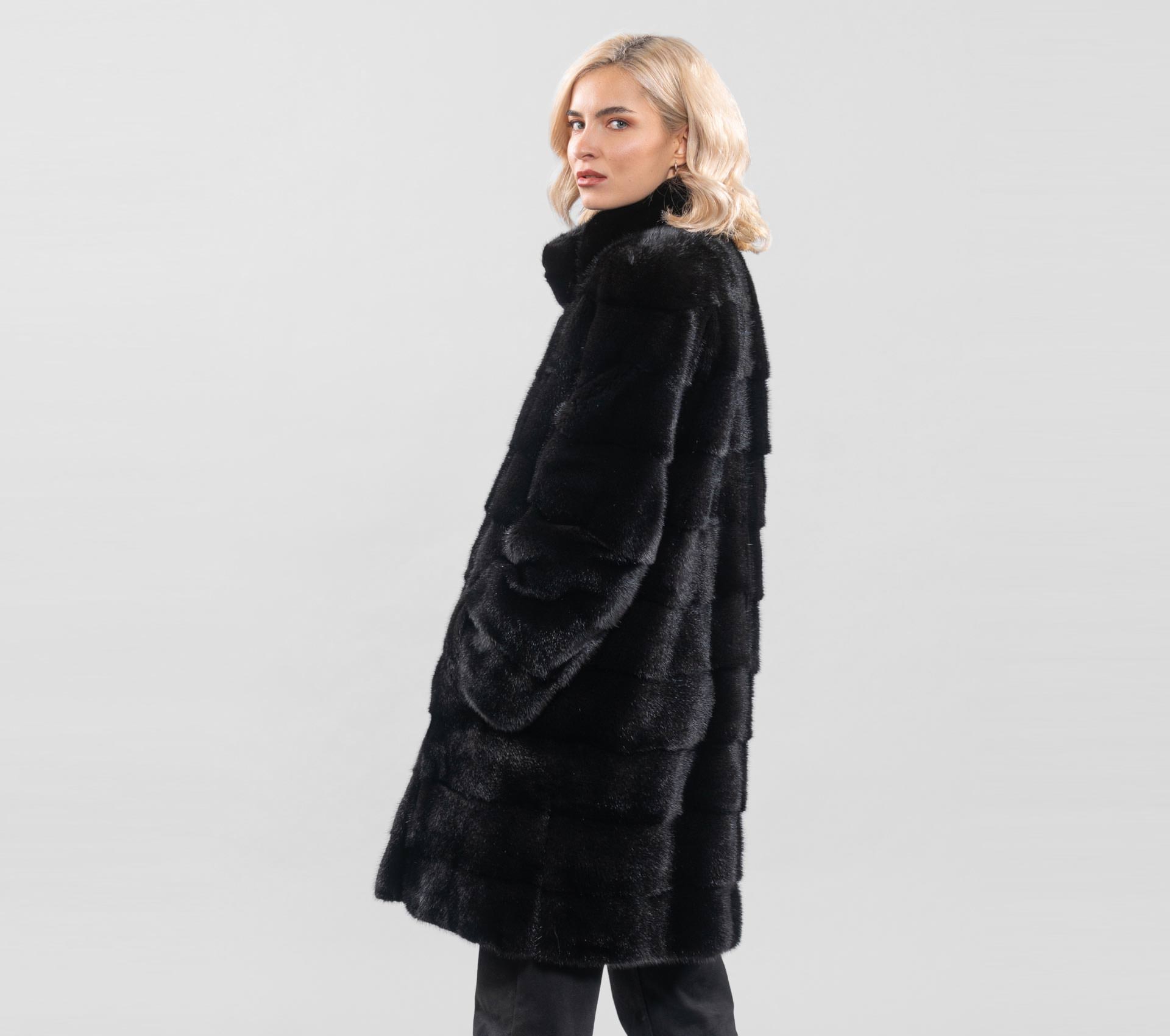 Mink Fur Jacket With Short Stand-up Collar