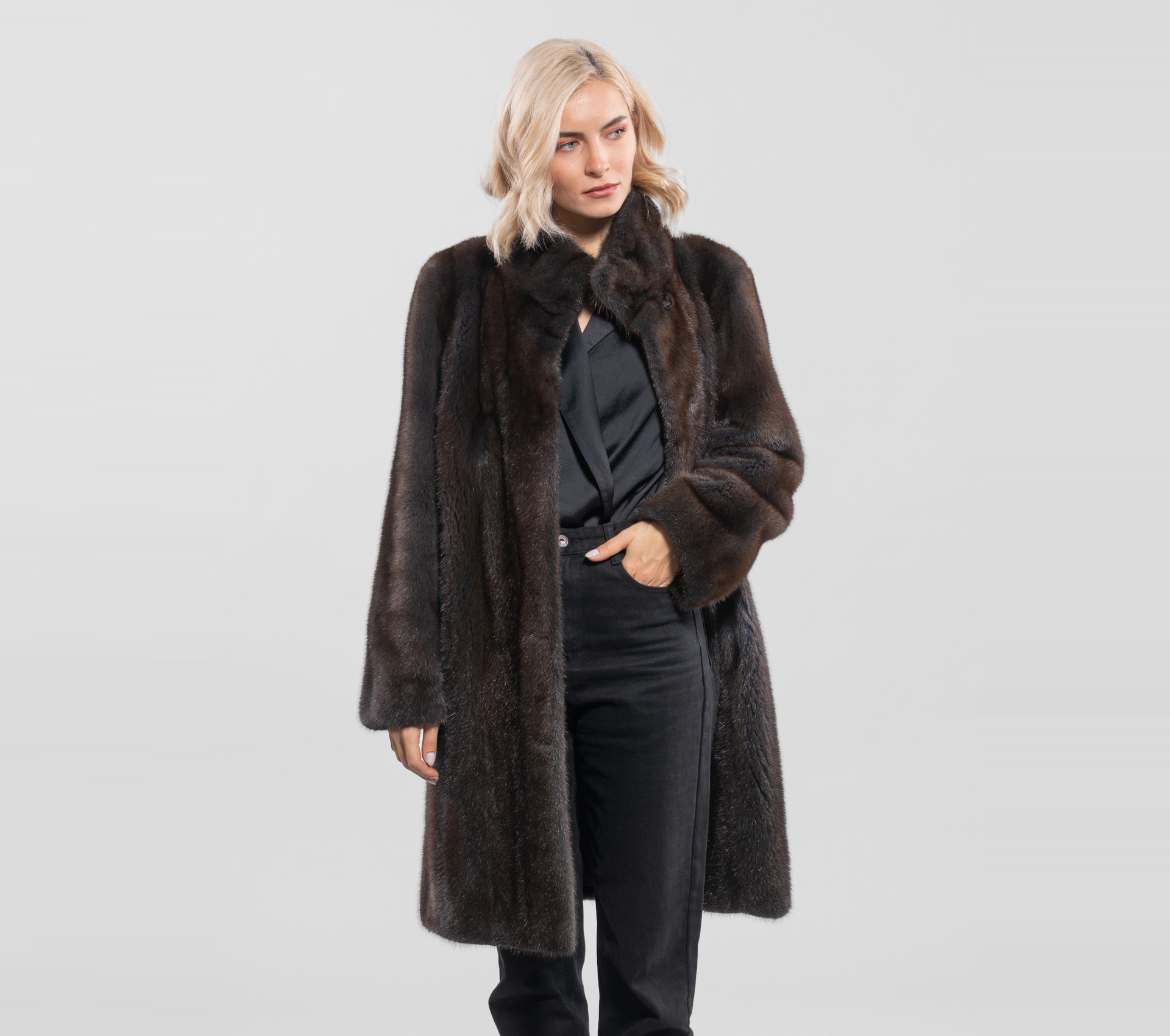 Brown Full Pelts Mink Fur Coat