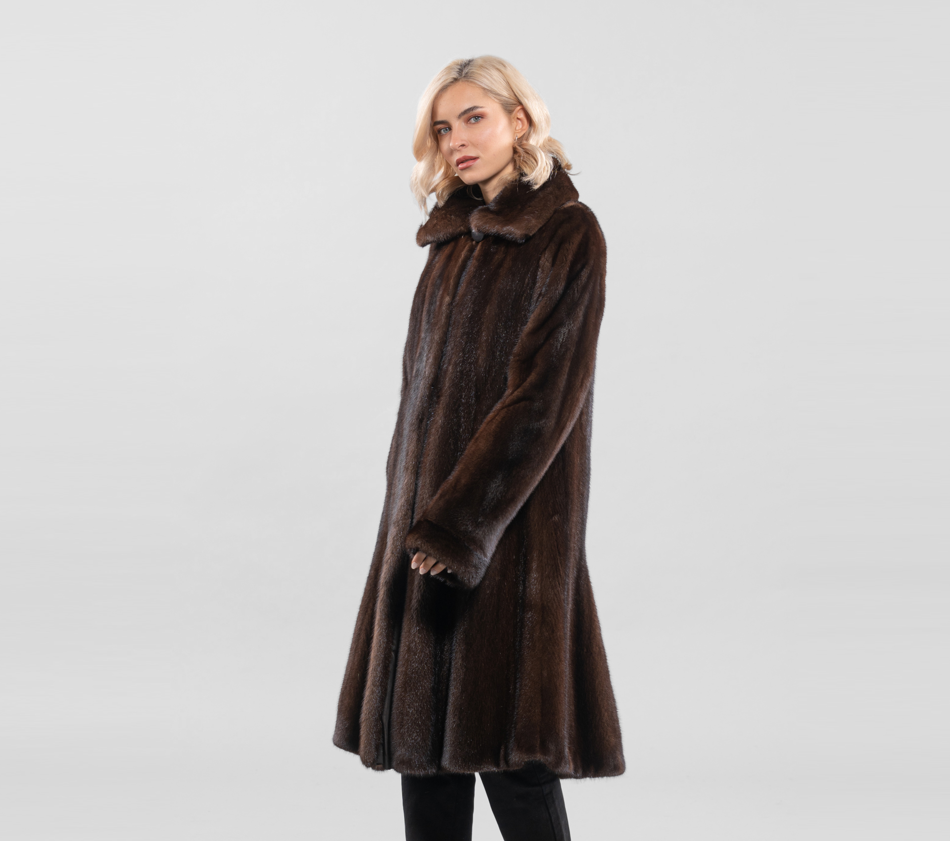 Mahogany Full Pelts Mink Fur Coat