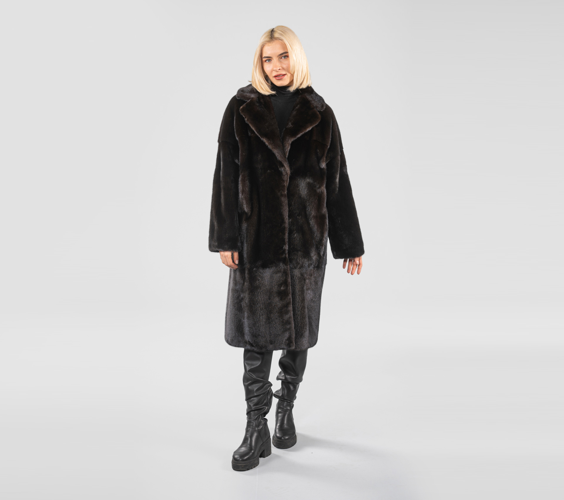 Dark Mahogany Mink Fur Coat - 100% Real Fur